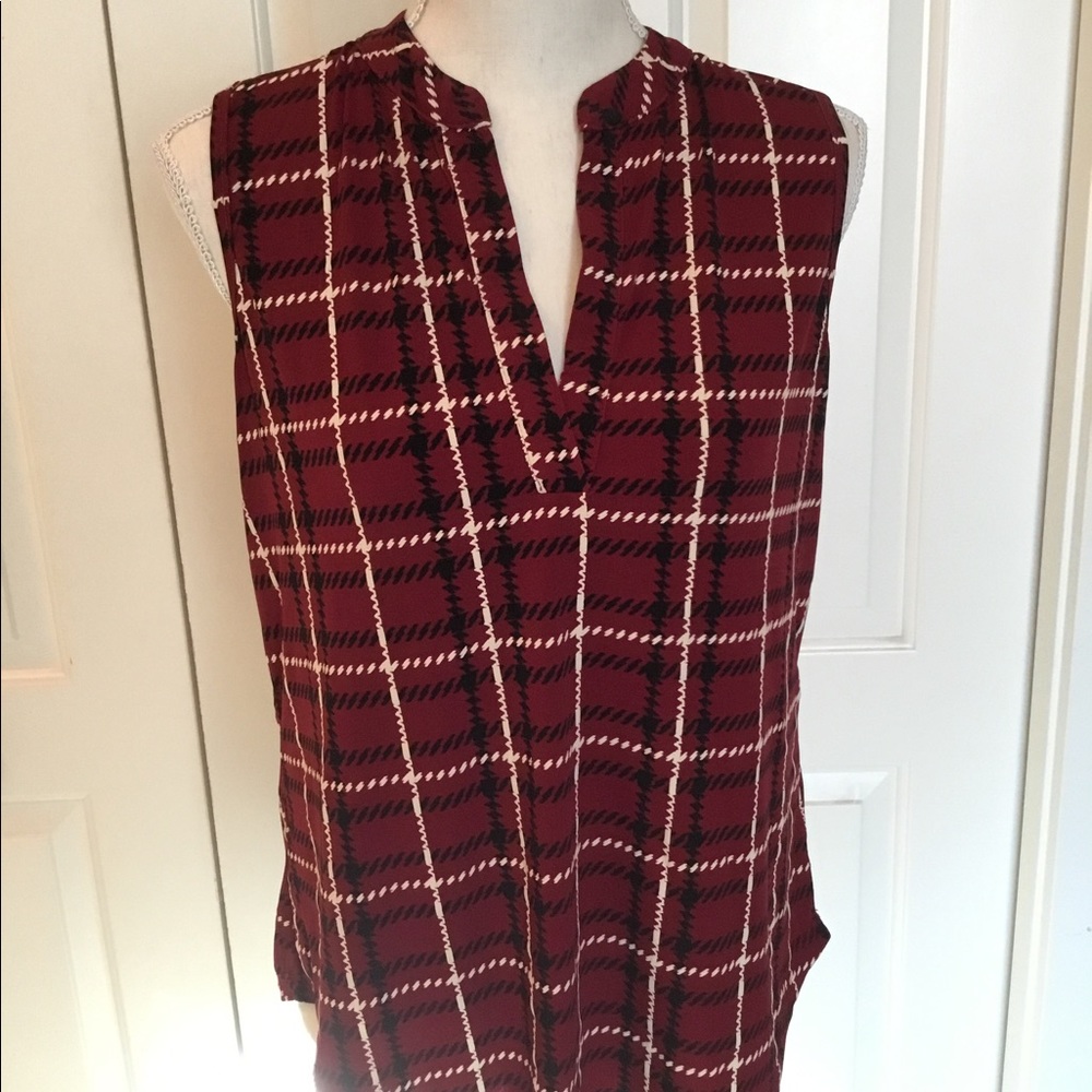 Red plaid career tank top